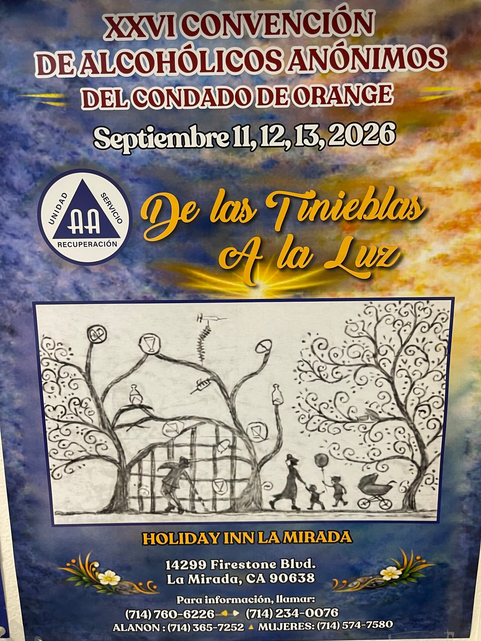 Afiche oficial de la XXVI Convención Hispana de Alcohólicos Anónimos del Condado de Orange